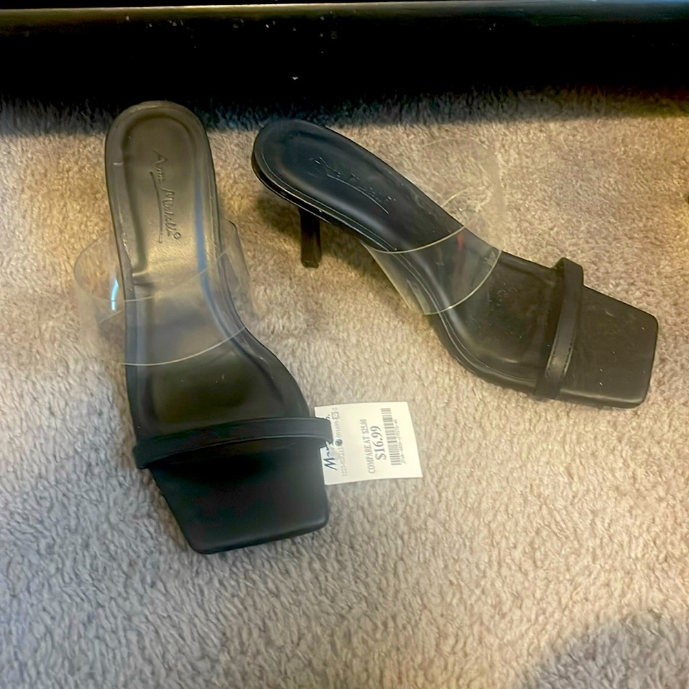 New with tags low heel clear strap sandal